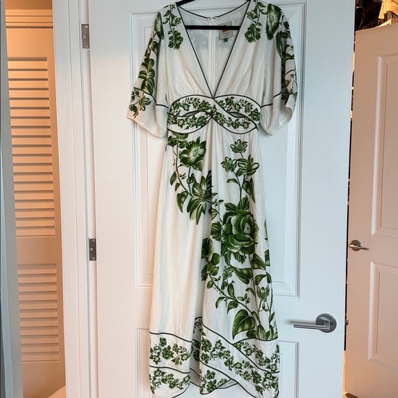 FARM RIO Blue Yard linen-blend midi dress - Picture 6 of 8